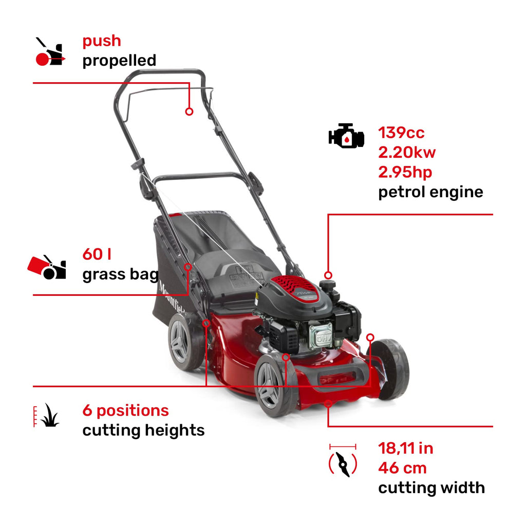 Mountfield HP164 39Cm 123cc Hand Propelled Petrol Lawnmower